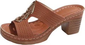 Chunky Heel Sandals for Women Comfortable Platform Wedge Sandals Summer Arch Support Walking Shoes Slip On Open Toe Shoe Bridal Party Wedding Shoes Dressy Orthopedic Sandal
