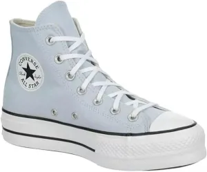 Converse Unisex Chuck Taylor All Star High Top Canvas Platform Sneaker - Lace up Closure Style - Cloudy Daze/White/Black 10