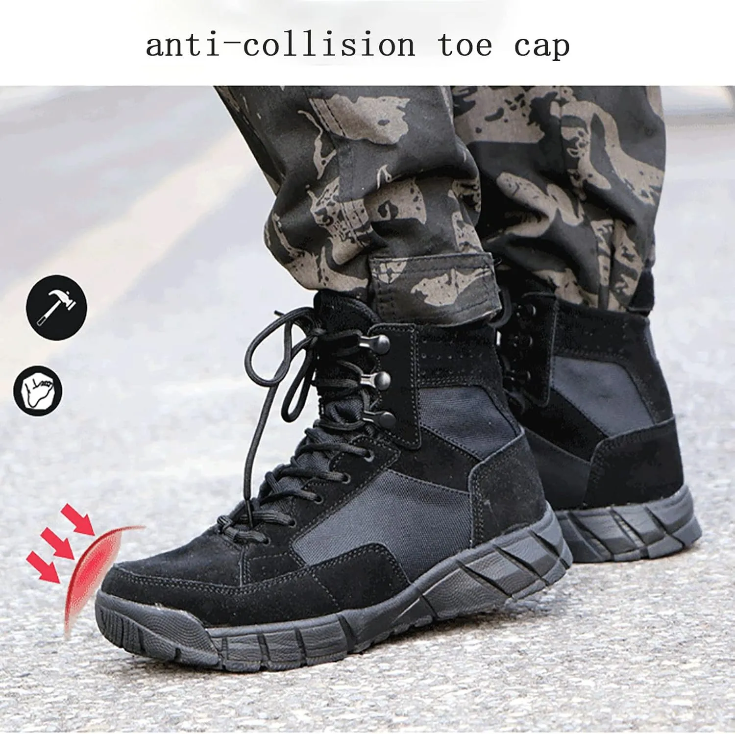Men Desert Tactical Military Boots, Spring and Fall Outdoor Durable Rubber Non-slip Sole Desert Boots, Lace-up Lightweight Waterproof Breathable Work Boots