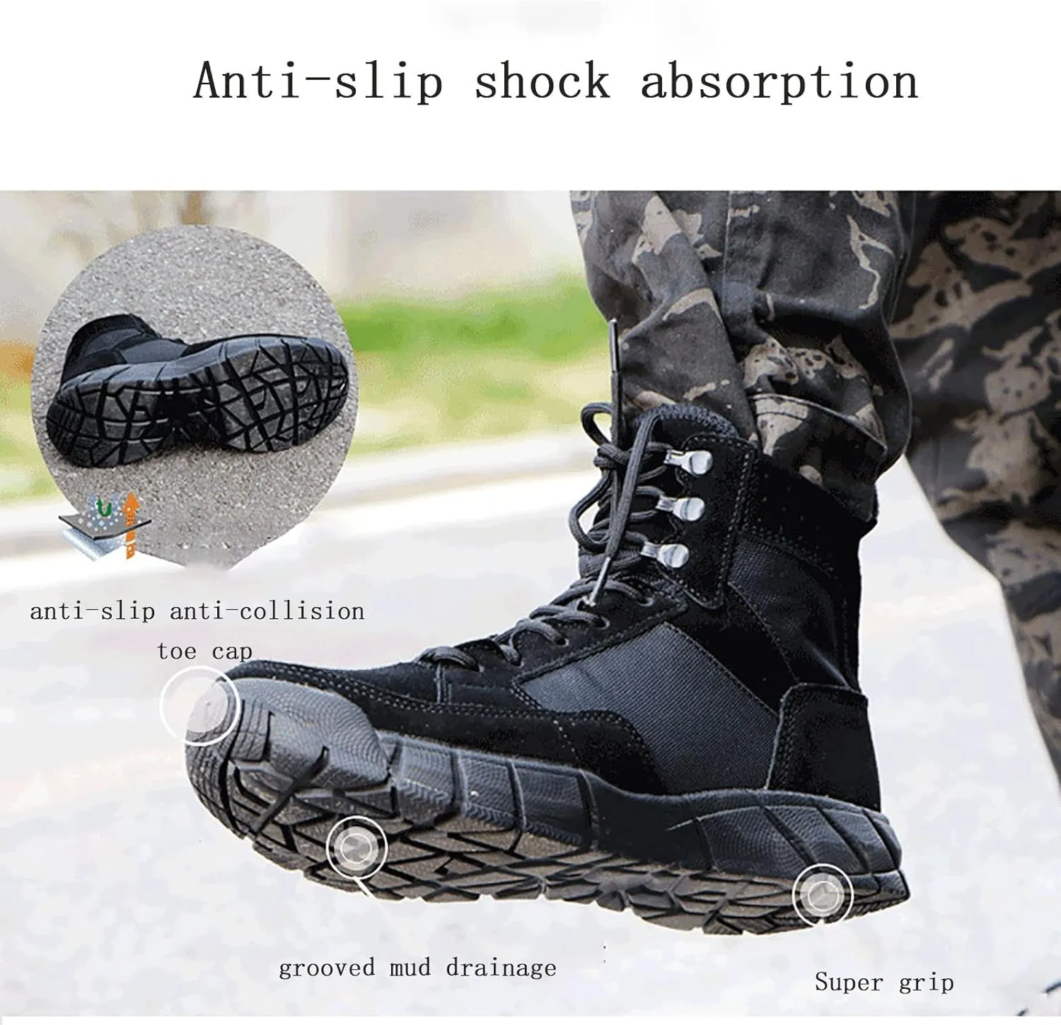 Men Desert Tactical Military Boots, Spring and Fall Outdoor Durable Rubber Non-slip Sole Desert Boots, Lace-up Lightweight Waterproof Breathable Work Boots