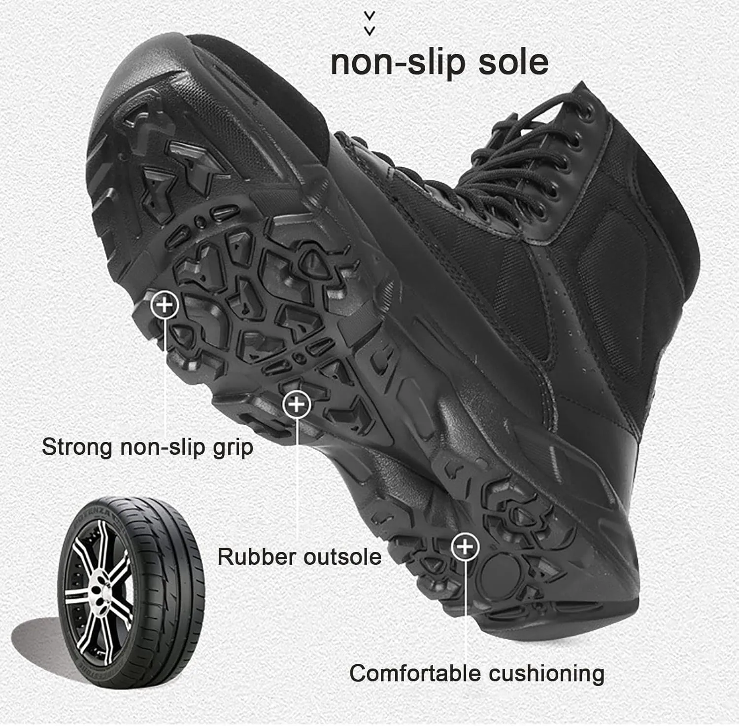 Outdoor Men's Tactical Military Boots, Durable Rubber Non-slip Sole Trekking and Desert Boots, Lace-up Sports Lightweight Waterproof Breathable Work Boots