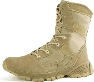 Tactical High-top Military Boots for Men, Breathable Wear-resistant Rubber Sole Desert Shoes, Comfortable Side Zipper for Quick on and off Hiking Shoes